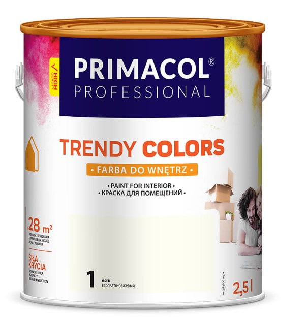 Farba akrylowa Trendy Colors 2,5 l mat ecru do ścian i sufitów
